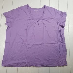 Woman Within Women's Plus Size 3XL Purple Short-Sleeve V-Neck Tee Shirt NWOT